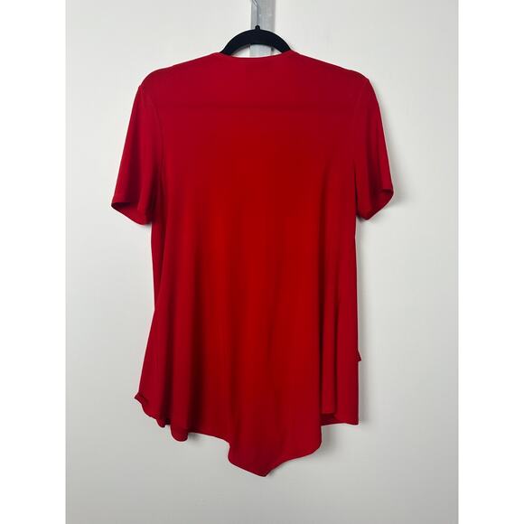 Joseph Ribkoff Tee Shirt Top Blouse sz 8 Lipstick Red Buttons Swing Tunic A24 - Picture 4 of 6